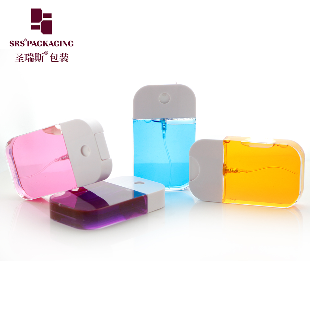In stock New design refillable 50ml card plastic spray bottle For Perfume Hand Sanitizer