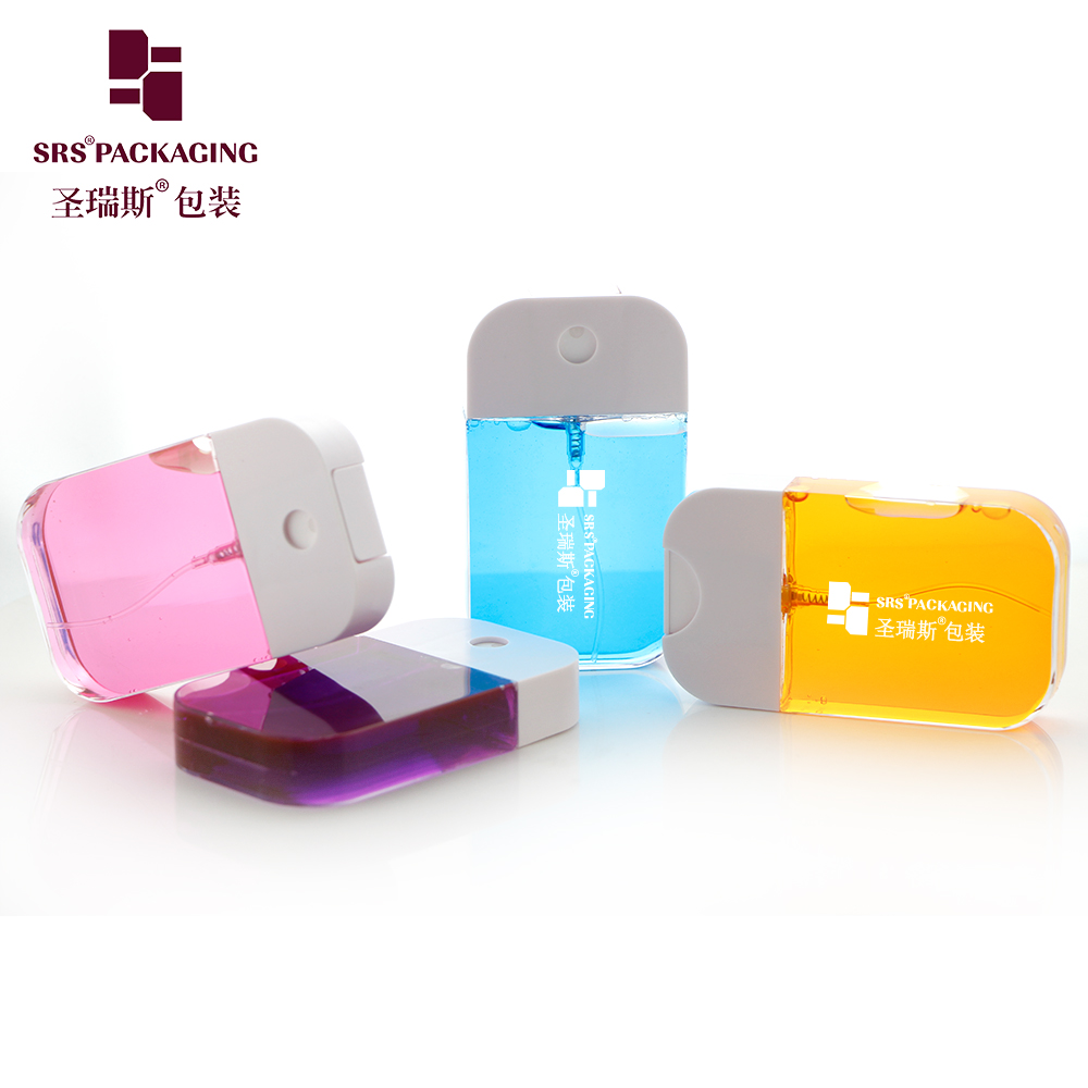 In stock New design refillable 50ml card plastic spray bottle For Perfume Hand Sanitizer