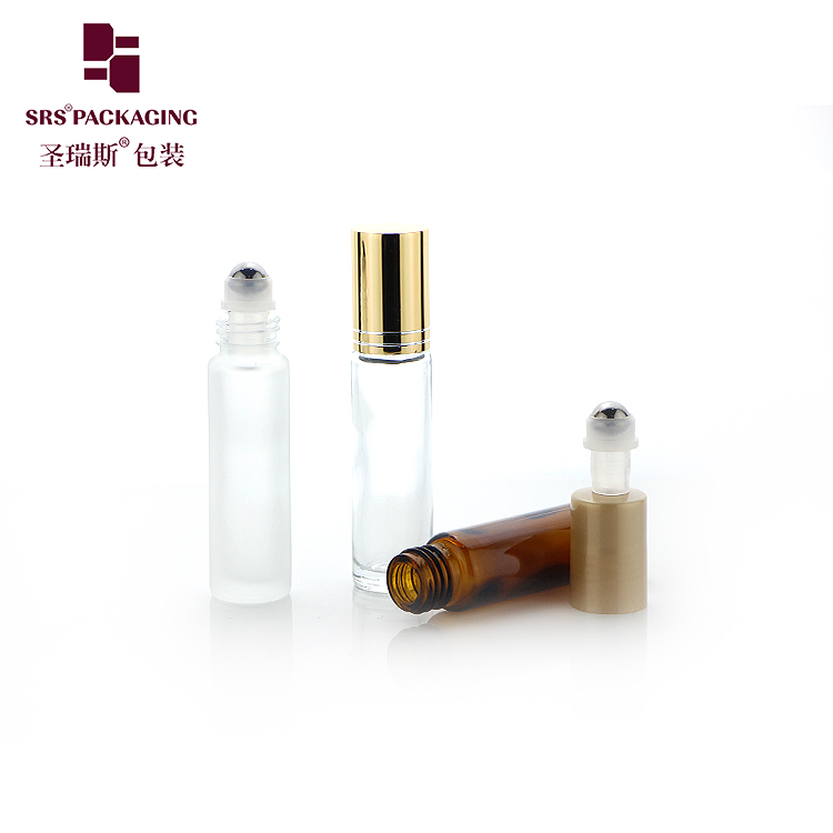 SRS Packaging Wholesale Cosmetics Perfume Essential oil roller bottle 10ml  glass roll on bottle with cap