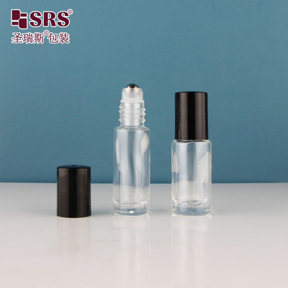 5ml Empty Round Shape Clear Luxury Perfume Applicator Steel Balls Bottles Glass Roller Ball Bottle