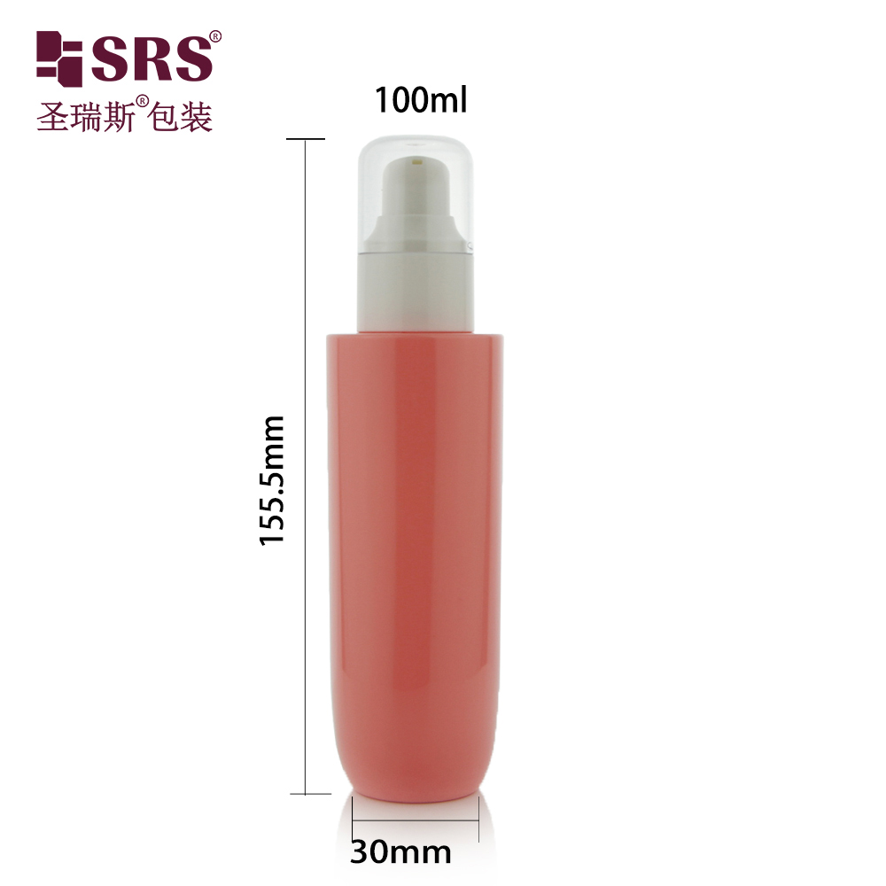 100ml Red Special Shape Lotion Bottle PET Plastic Bottle Toner Cosmetic Bottles