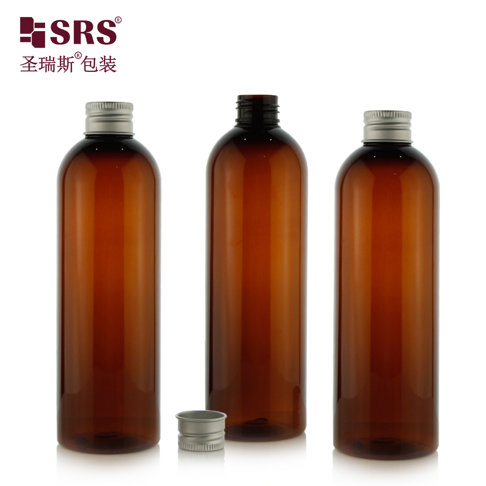 PET Amber Cylinder Shampoo Plastic Bottle 50ml 70ml 100ml 150ml 200ml 300ml 400ml 500ml Boston Bottle