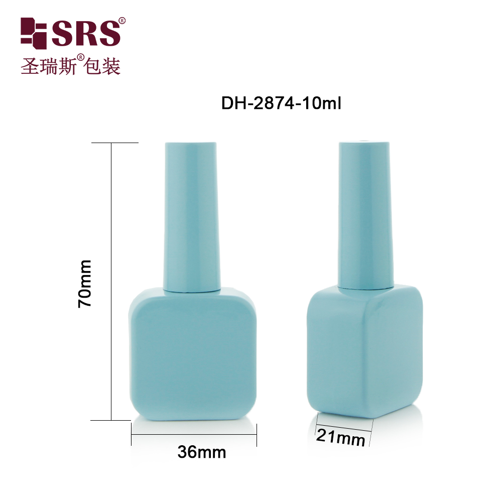 Wholesale Blue Fancy Luxury Custom Frosted Glass Clear 10ml Empty Nail Polish Bottle with Brush