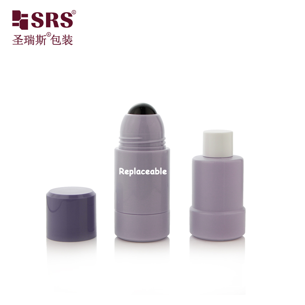 Replaceable Design 50ml 75ml Refilled Design PP Plastic Deodorant Roller Bottle with Jade Ball