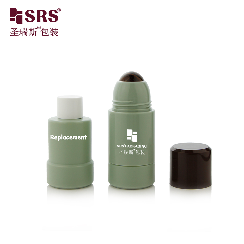 Replaceable Design 50ml 75ml Refilled Design PP Plastic Deodorant Roller Bottle with Jade Ball