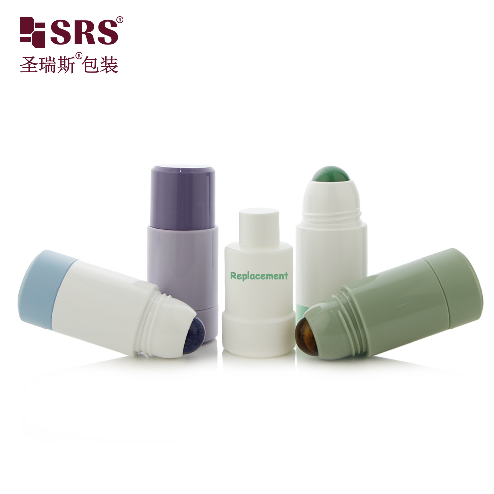 Replaceable Design 50ml 75ml Refilled Design PP Plastic Deodorant Roller Bottle with Jade Ball