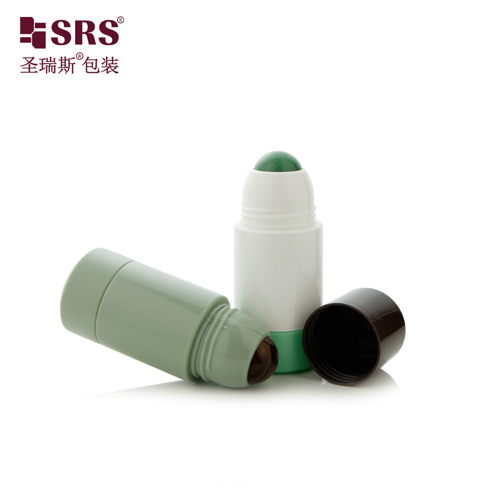 Replaceable Design 50ml 75ml Refilled Design PP Plastic Deodorant Roller Bottle with Jade Ball