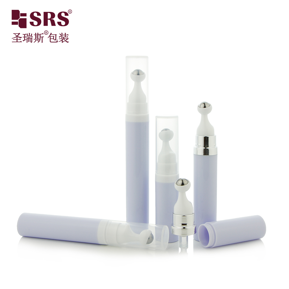 SRS 7.5ml 10ml 15ml Plastic Airless Bottle Vacuum PP Eye Cream with Roll Ball Lotion Cosmetic Travel Packaging
