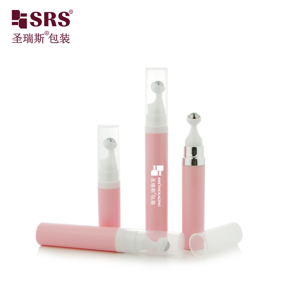 SRS 7.5ml 10ml 15ml Plastic Airless Bottle Vacuum PP Eye Cream with Roll Ball Lotion Cosmetic Travel Packaging