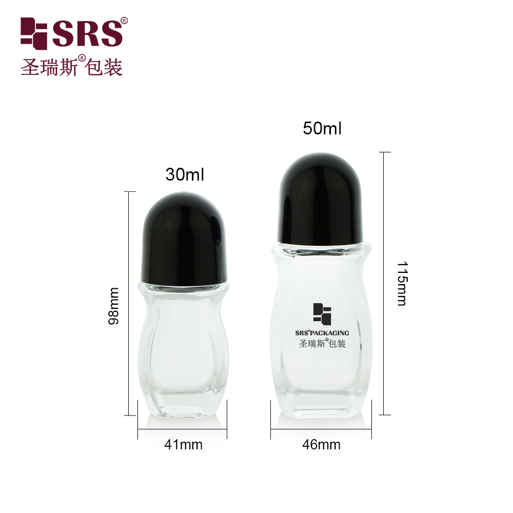 30ml 50ml clear Glass Deodorant Roll on Roller Ball Glass Bottle