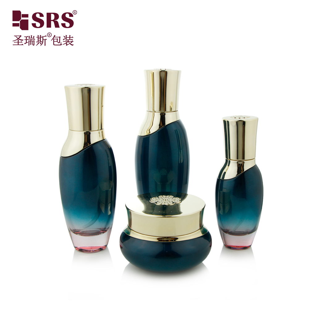 Wholesale 50ml 110ml 130ml Unique Cosmetic Glass Bottles and Jars Sets for Skin Care Packaging