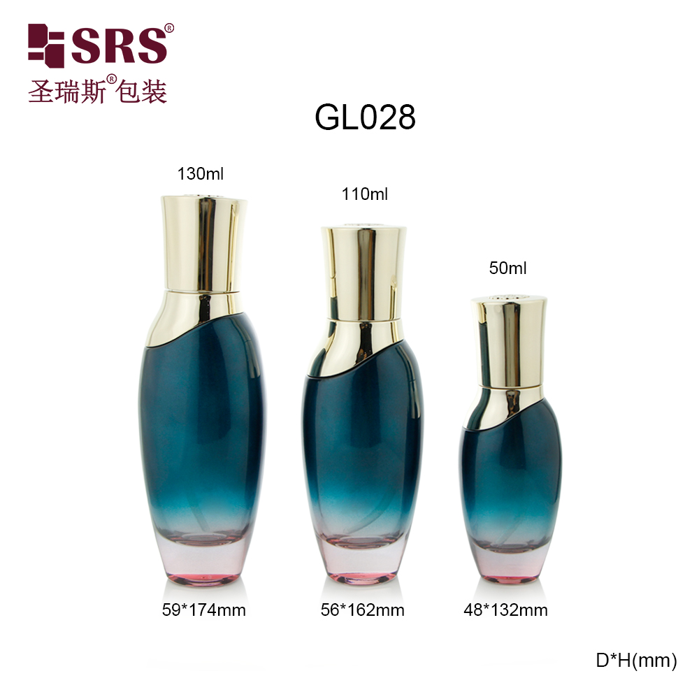 Wholesale 50ml 110ml 130ml Unique Cosmetic Glass Bottles and Jars Sets for Skin Care Packaging