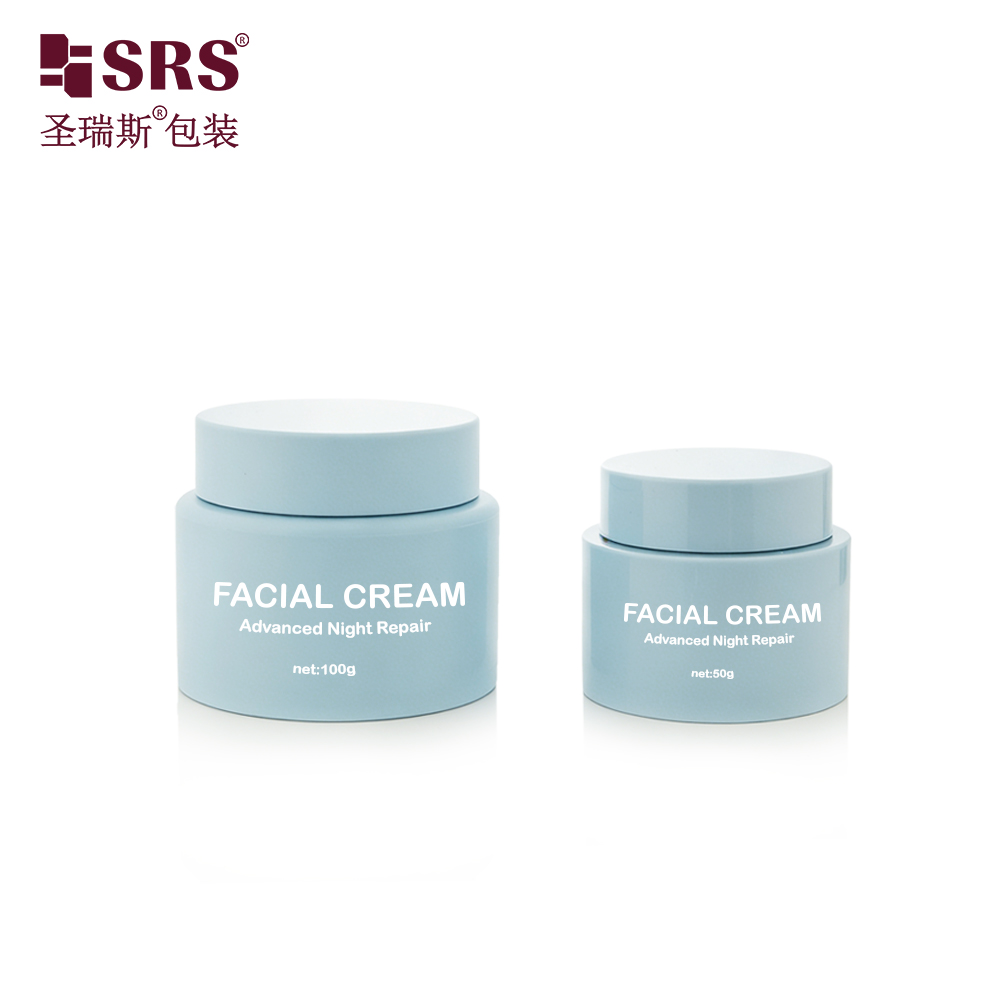 50ml 100ml Empty Blue Cosmetic Skin Care Scrub Butter Jar Lotion Cream Container