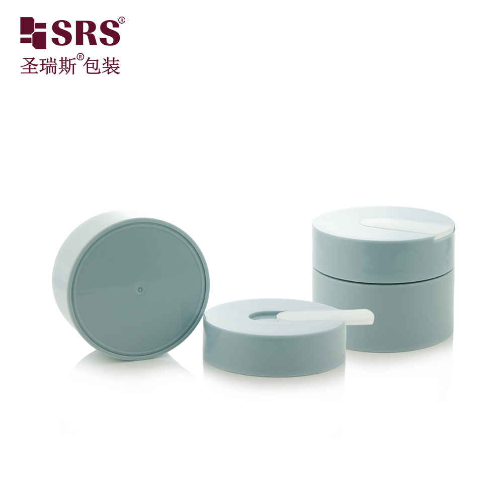 50g 100g Blue Plastic Tooth Powder Jar with Hand Pull Spoon for Skin Care Cream