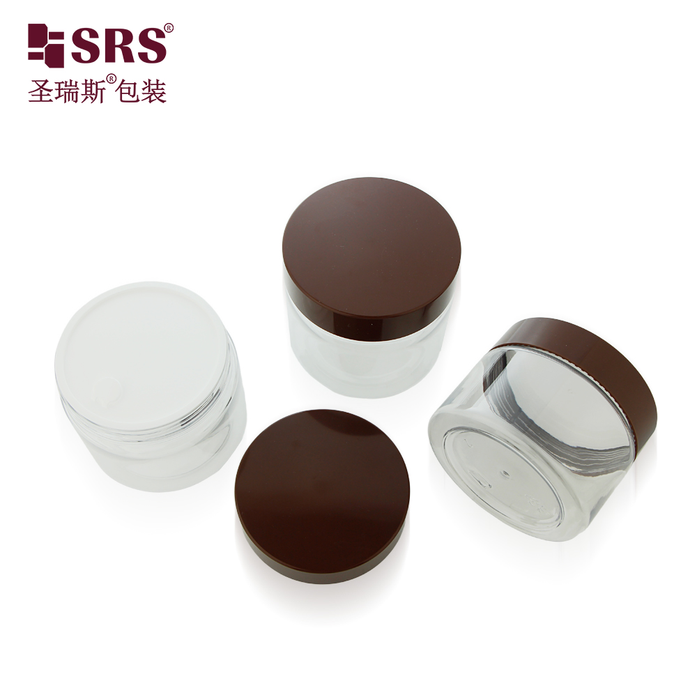 Custom Color Translucent 200g 250g 300g Screw Cap Big Mouth Skincare PET Jar