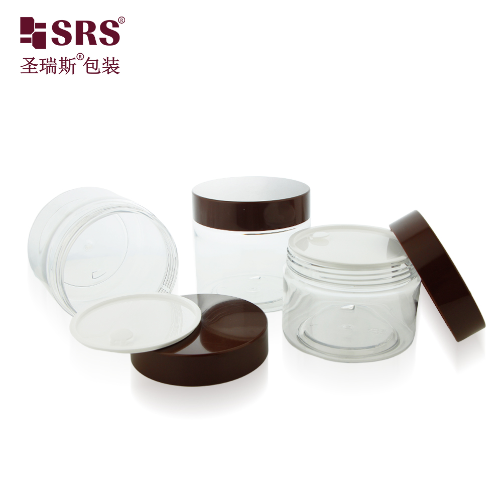 Custom Color Translucent 200g 250g 300g Screw Cap Big Mouth Skincare PET Jar