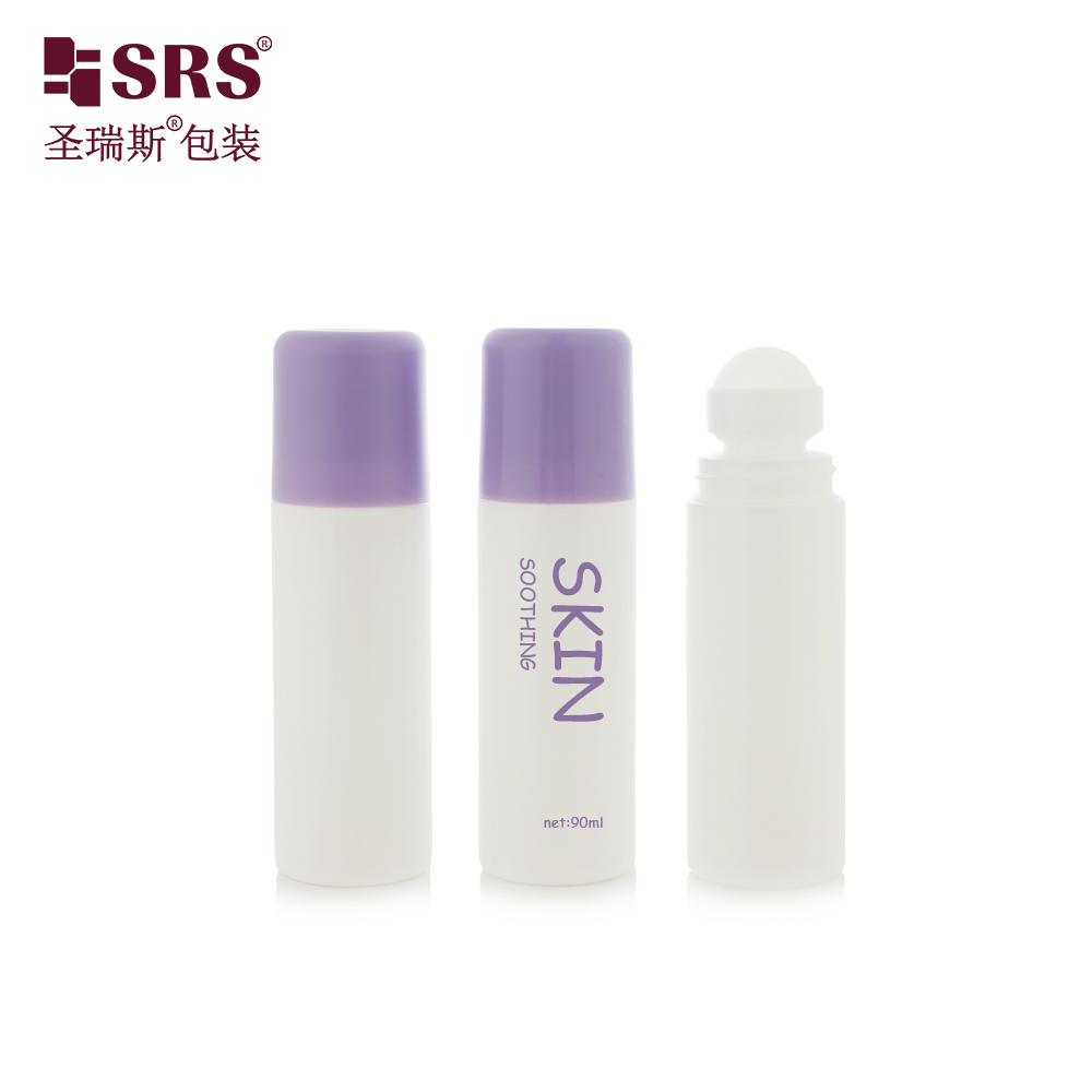Custom Color 90ml Roll On Deodorant Bottle PP PCR Plastic Pain Relief Gel Roller Bottle With Plastic Roller Ball