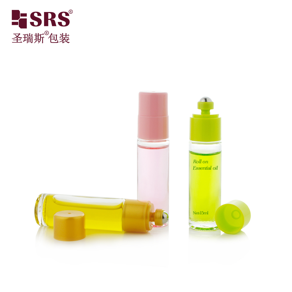 New Arrival 15ml On-off Switch Design Molded Glass Roller Bottle for Perfume Skincare Oil