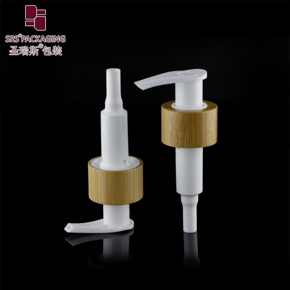 Luxury 24mm Bamboo Dispenser Left & Right Lock Lotion Pump for Cosmetics