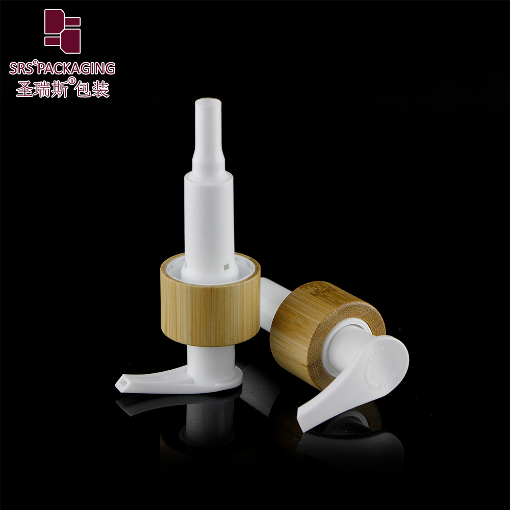 Luxury 24mm Bamboo Dispenser Left & Right Lock Lotion Pump for Cosmetics