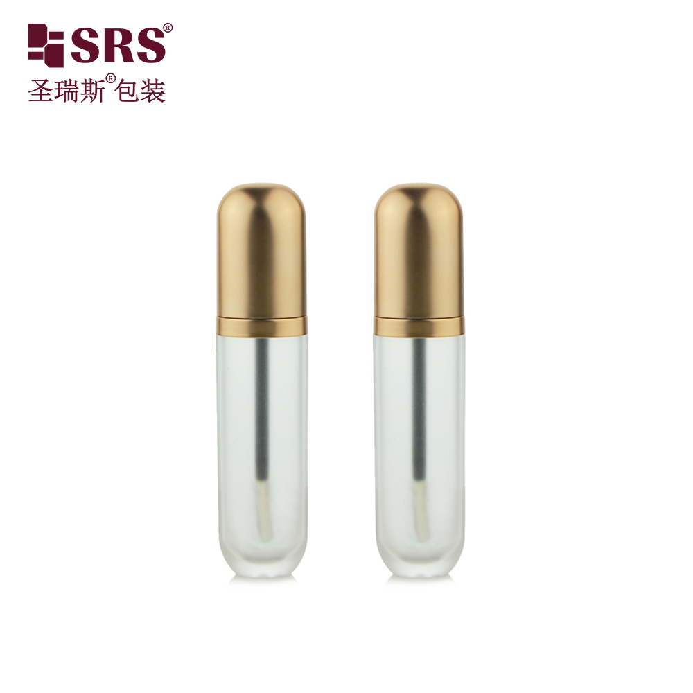 Hot Selling Empty Transparent Lip Gloss Tube Packaging with Gold Cap Brush
