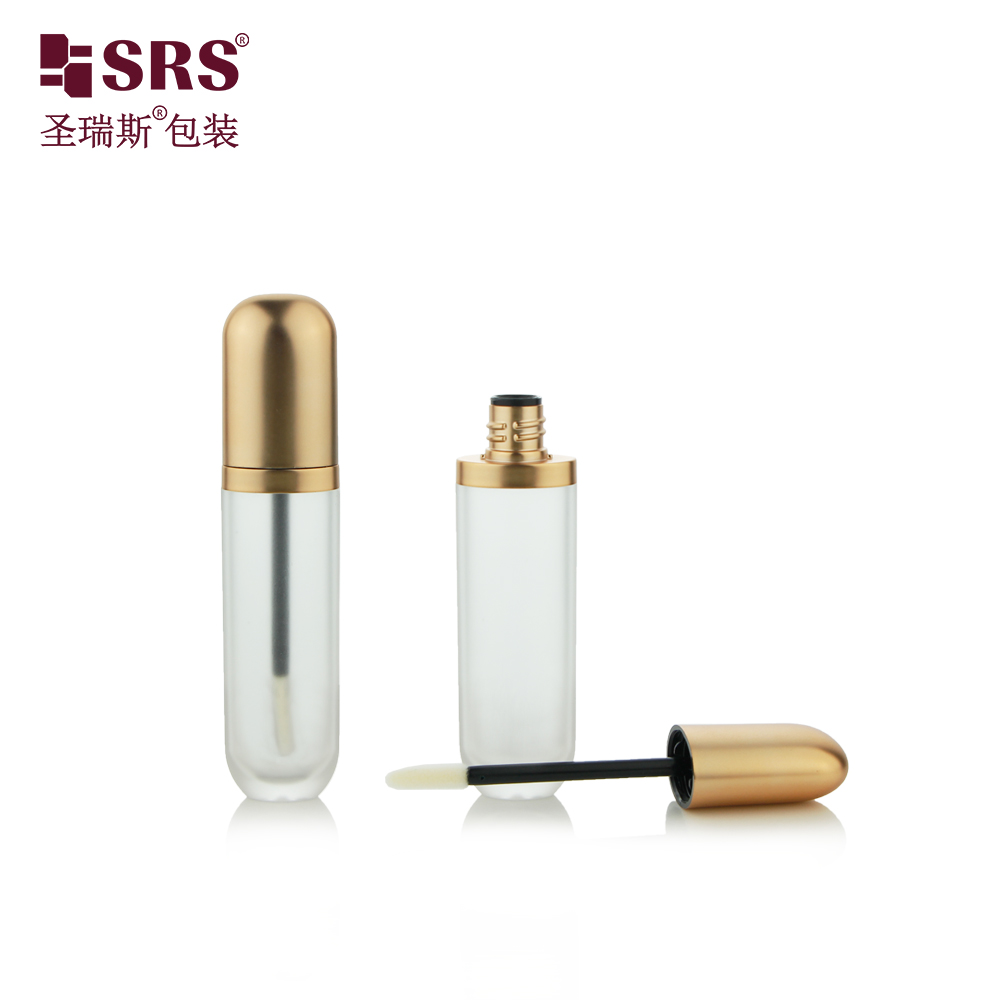 Hot Selling Empty Transparent Lip Gloss Tube Packaging with Gold Cap Brush