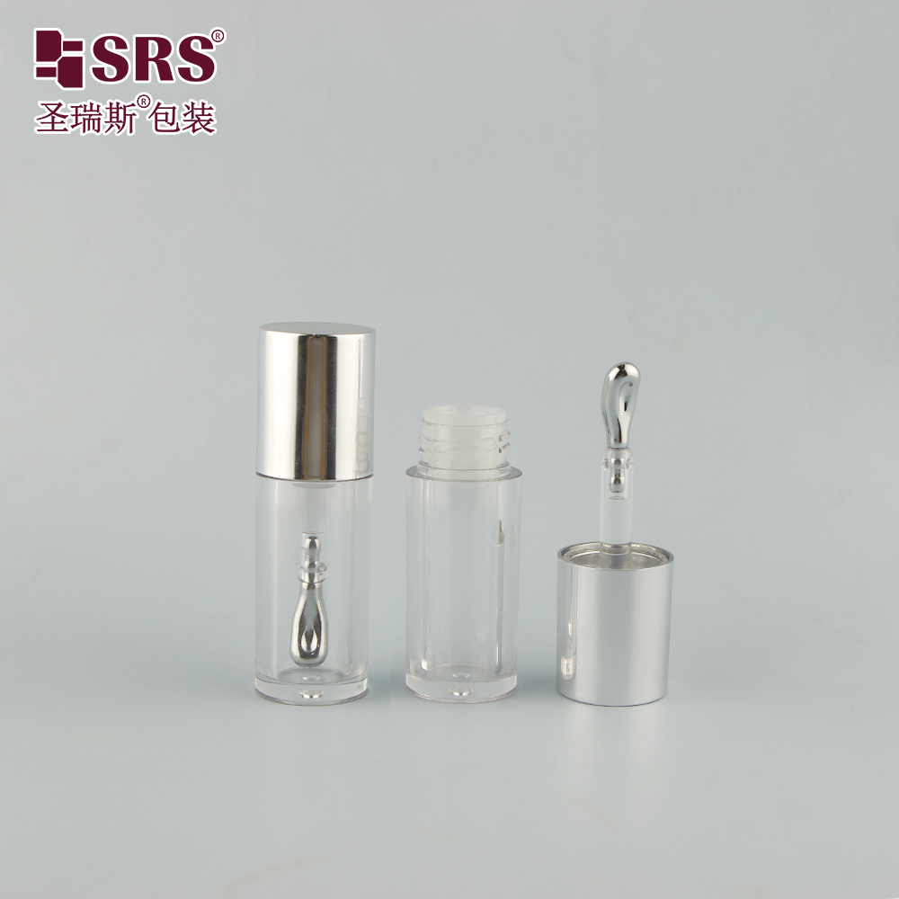 Luxury 8ml Eye Cream Essence Tube Shiny Silver Aluminum Plastic Lip Gloss Packaging with Tip Applicator