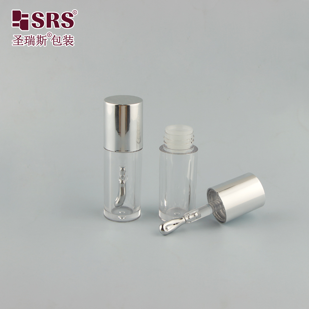 Luxury 8ml Eye Cream Essence Tube Shiny Silver Aluminum Plastic Lip Gloss Packaging with Tip Applicator