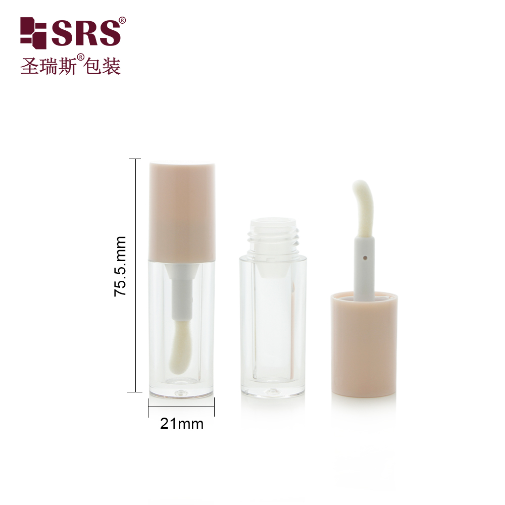 Custom Round Liquid Blush Bottle Empty Plastic Lip Gloss Oil Tube 4ml Eye Shadow Container Brush