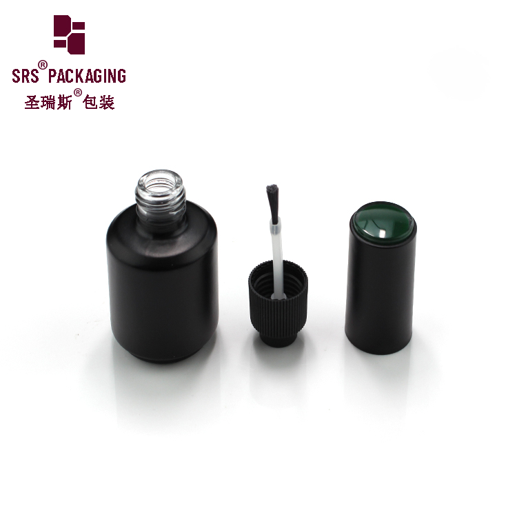 Black Nail Polish Bottle Glass Vial with Brush 15ml Container for Nail Polish Gel
