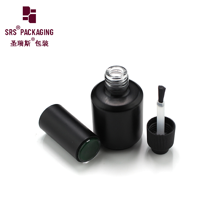 Black Nail Polish Bottle Glass Vial with Brush 15ml Container for Nail Polish Gel