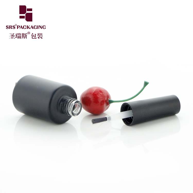 Wholesale 11ml Luxury Empty Matte Black Round Gel Nail Polish Glass Bottle with Brush