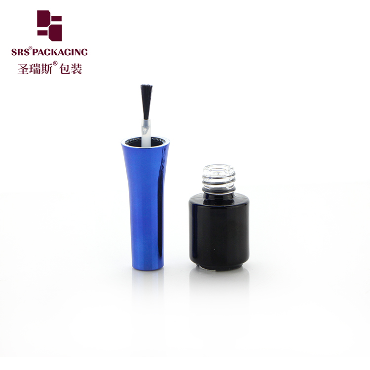 Free Sample Wholesale 3ml Empty Black Uv Gel Nail Polish Cosmetics Glass Bottle With Pp Cap Brush