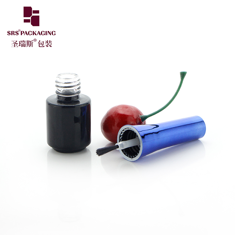 Free Sample Wholesale 3ml Empty Black Uv Gel Nail Polish Cosmetics Glass Bottle With Pp Cap Brush