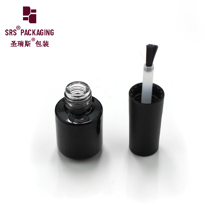 Free Sample Wholesale 3ml Empty Black Uv Gel Nail Polish Cosmetics Glass Bottle With Pp Cap Brush