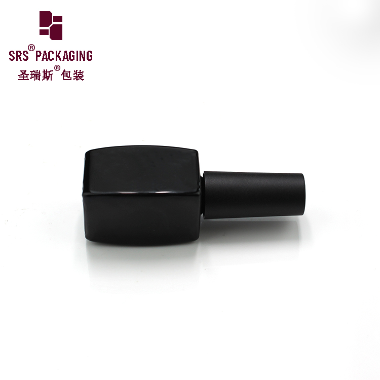 Customized Logo Printing 9ml Square Black Glass Gel Polish Bottle With Cap and Brush
