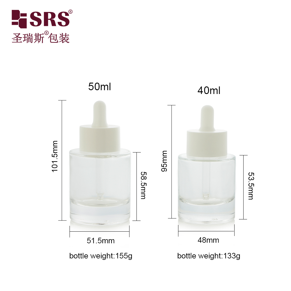 Manufactured Cosmetic 40ml 50ml Glass Dropper Bottle for Foundation Baby Oil 
