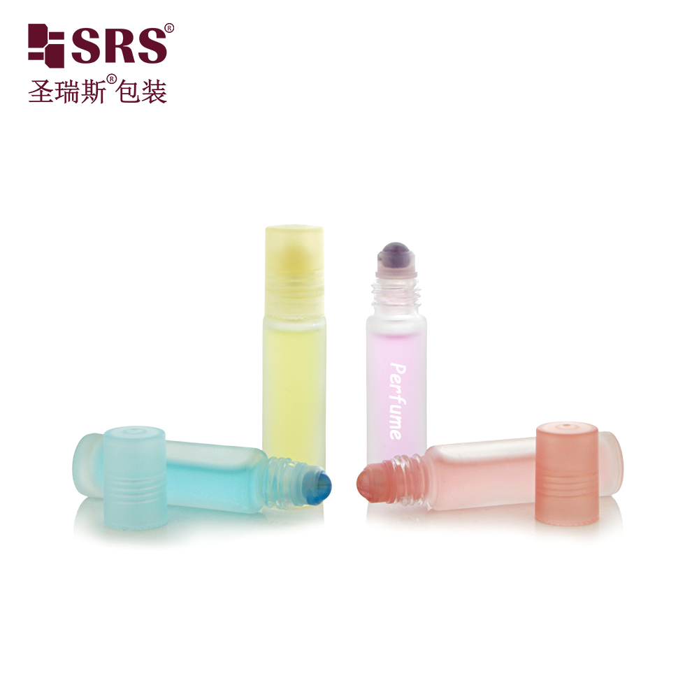Custom Painte 10ML Essential Oil Glass Roller Bottle with Plastic Cap Gemstone Ball