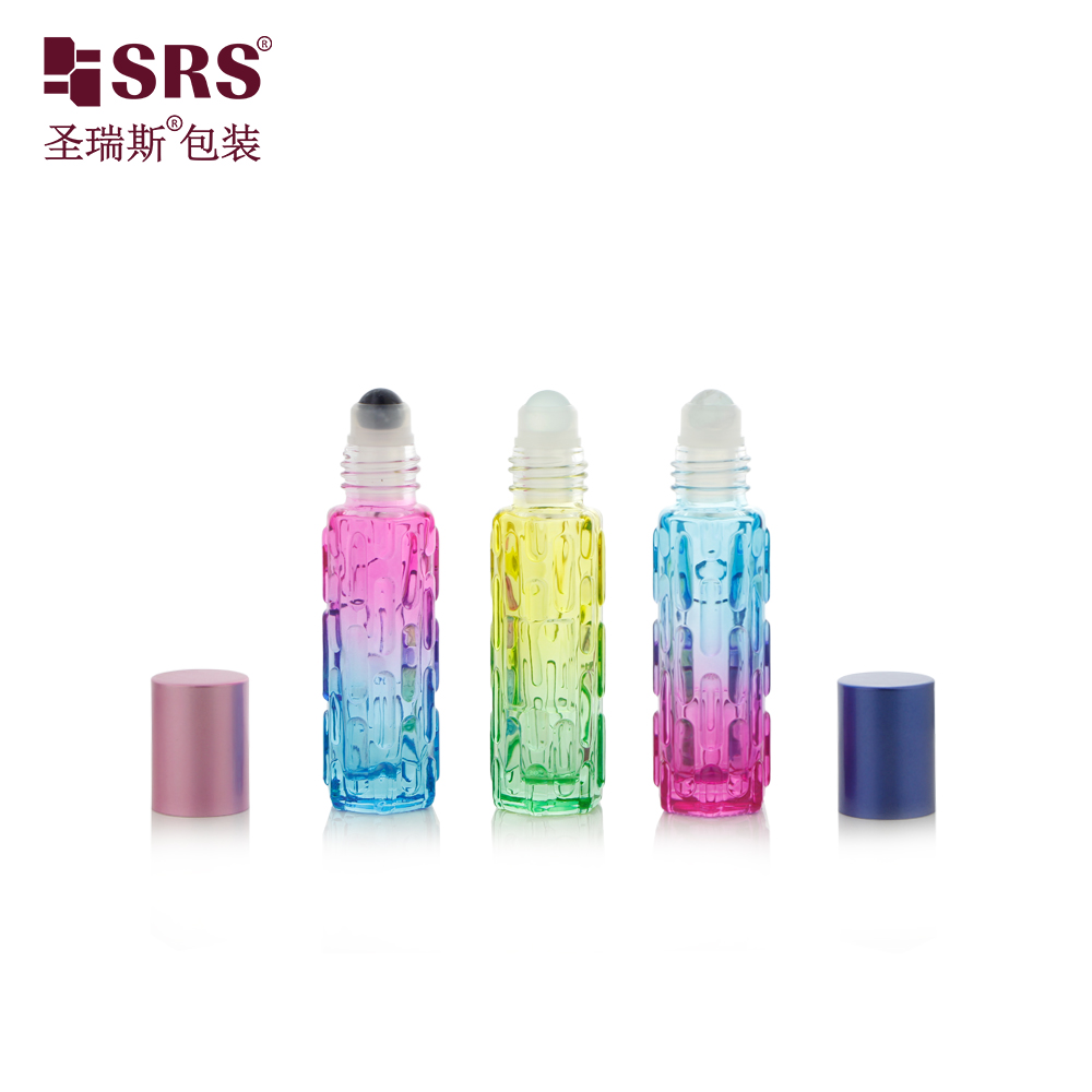 Colorful Essential Oil 10ml Roll on Bottle Cylinder Perfume Glass Bottle 
