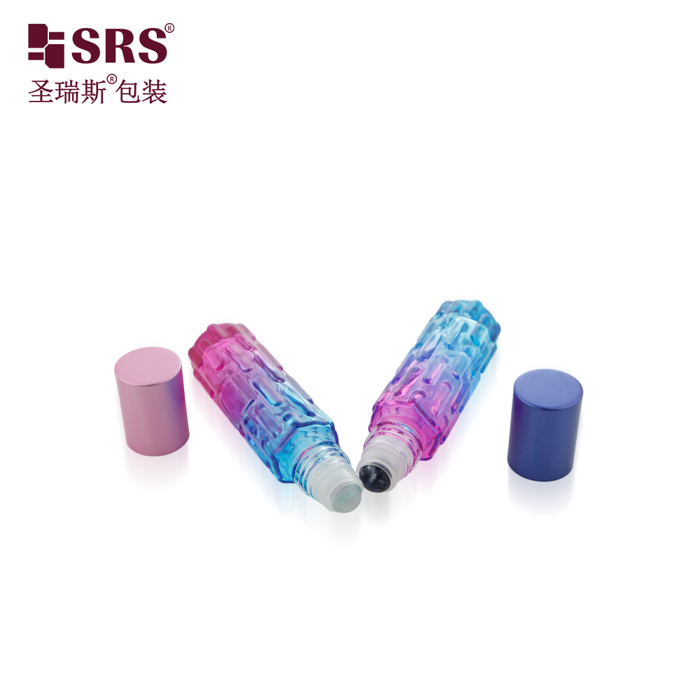 Colorful Essential Oil 10ml Roll on Bottle Cylinder Perfume Glass Bottle 