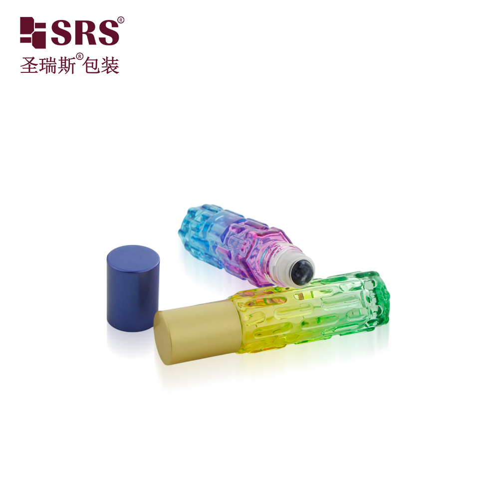 Colorful Essential Oil 10ml Roll on Bottle Cylinder Perfume Glass Bottle 
