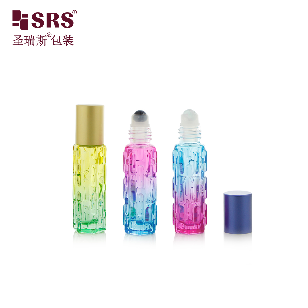 Colorful Essential Oil 10ml Roll on Bottle Cylinder Perfume Glass Bottle 