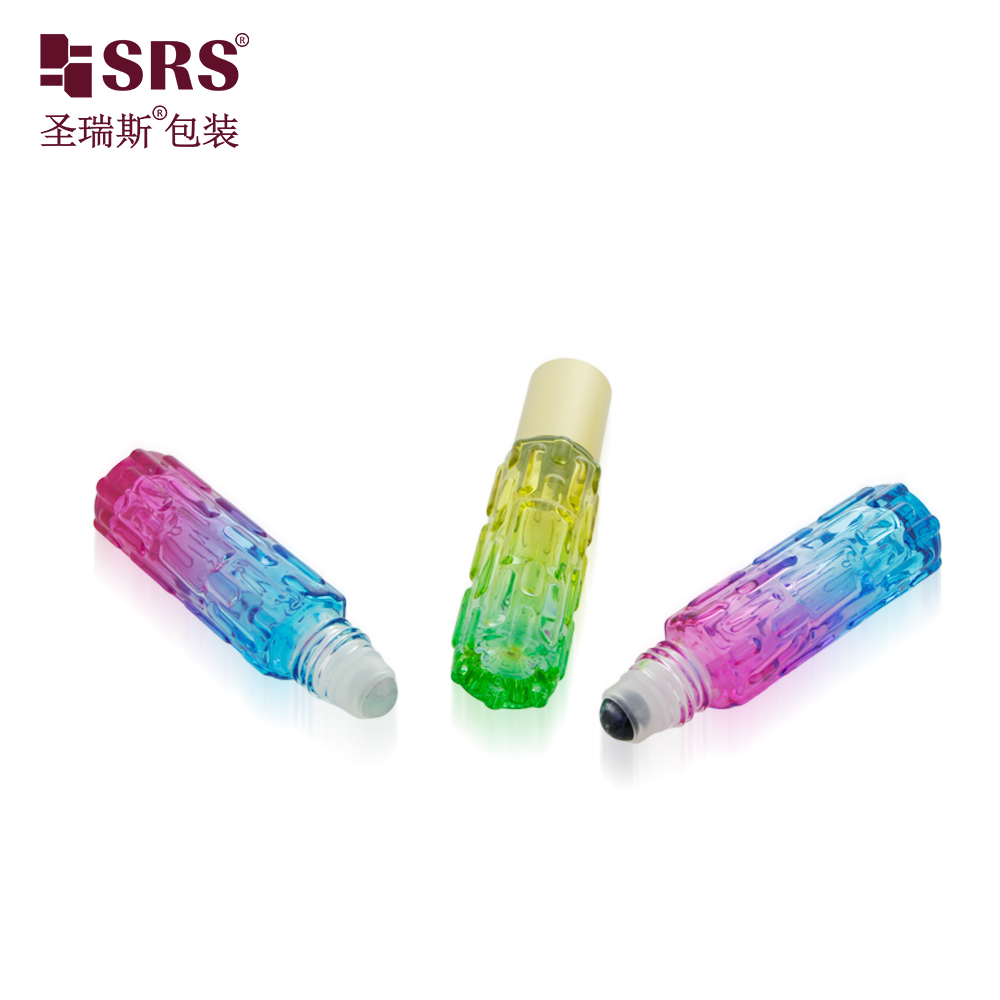 Colorful Essential Oil 10ml Roll on Bottle Cylinder Perfume Glass Bottle 