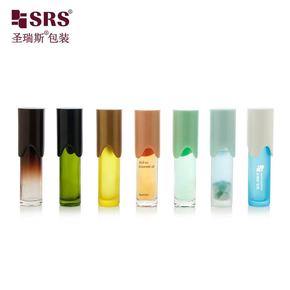 Empty Unique Crown Shape Cap 10ml Glass Roller Bottle for Aromatherapy Body Oil