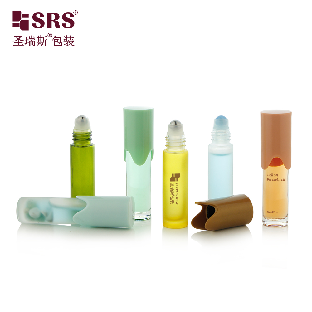 Empty Unique Crown Shape Cap 10ml Glass Roller Bottle for Aromatherapy Body Oil