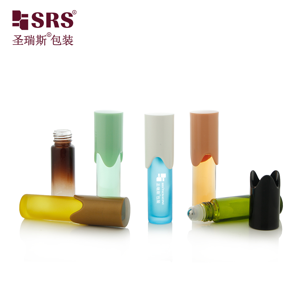 Empty Unique Crown Shape Cap 10ml Glass Roller Bottle for Aromatherapy Body Oil