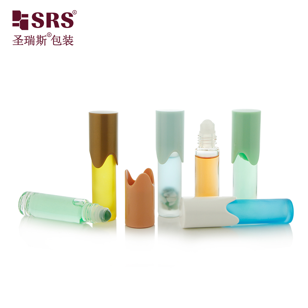 Empty Unique Crown Shape Cap 10ml Glass Roller Bottle for Aromatherapy Body Oil