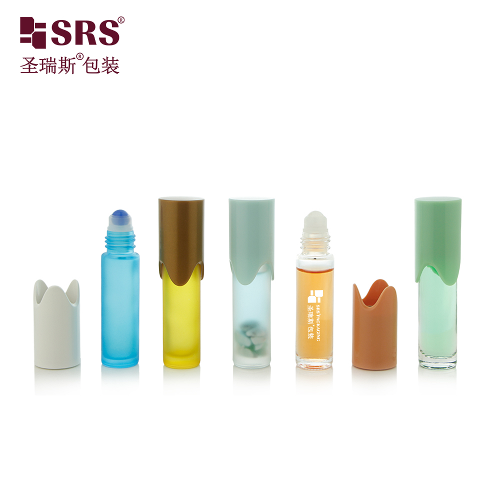 Empty Unique Crown Shape Cap 10ml Glass Roller Bottle for Aromatherapy Body Oil