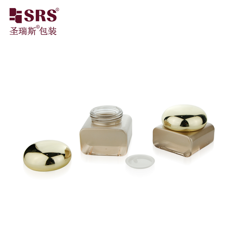 Luxury Cosmetic Glass Packaging Set Jars Luxury Glass Skincare Jars With Plastic Lids 