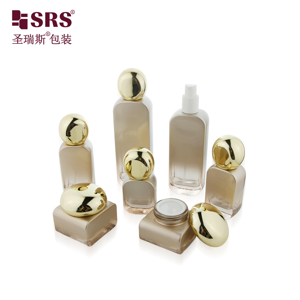 Luxury Cosmetic Glass Packaging Set Jars Luxury Glass Skincare Jars With Plastic Lids 